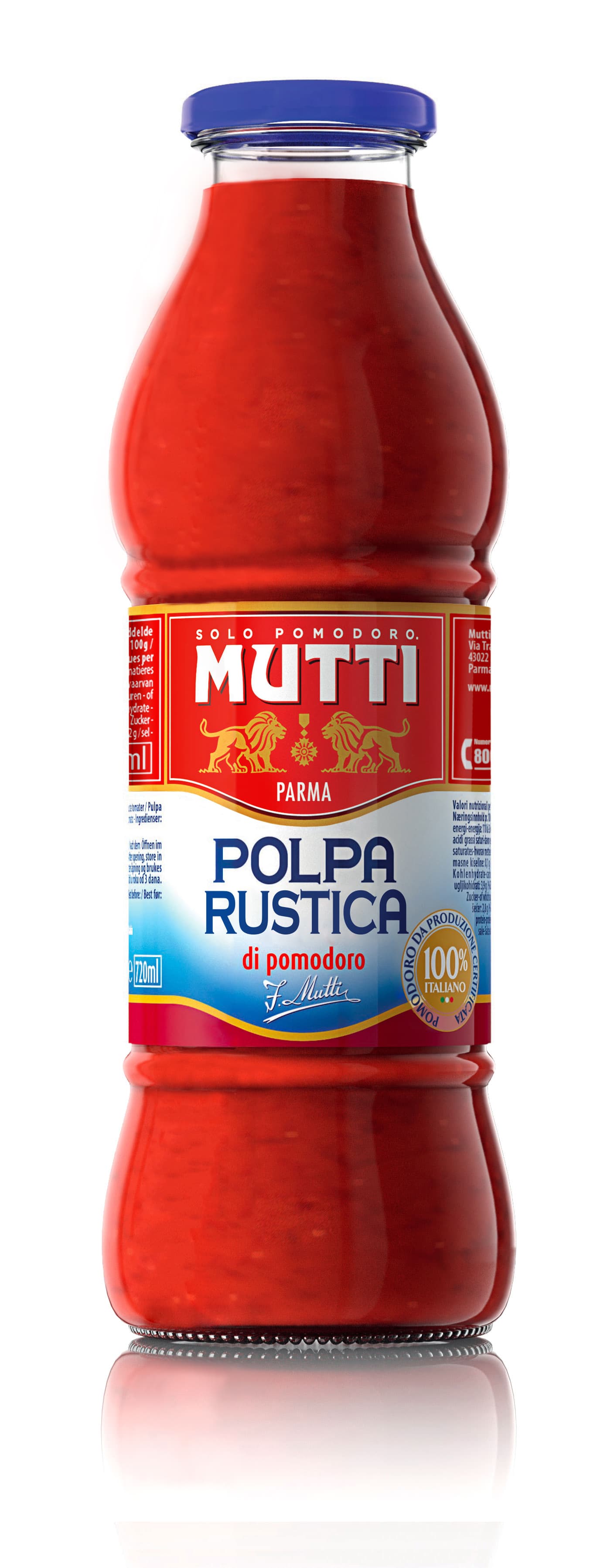 Rustically Chopped Tomatoes Glass Bottle 690g. Mutti 690g