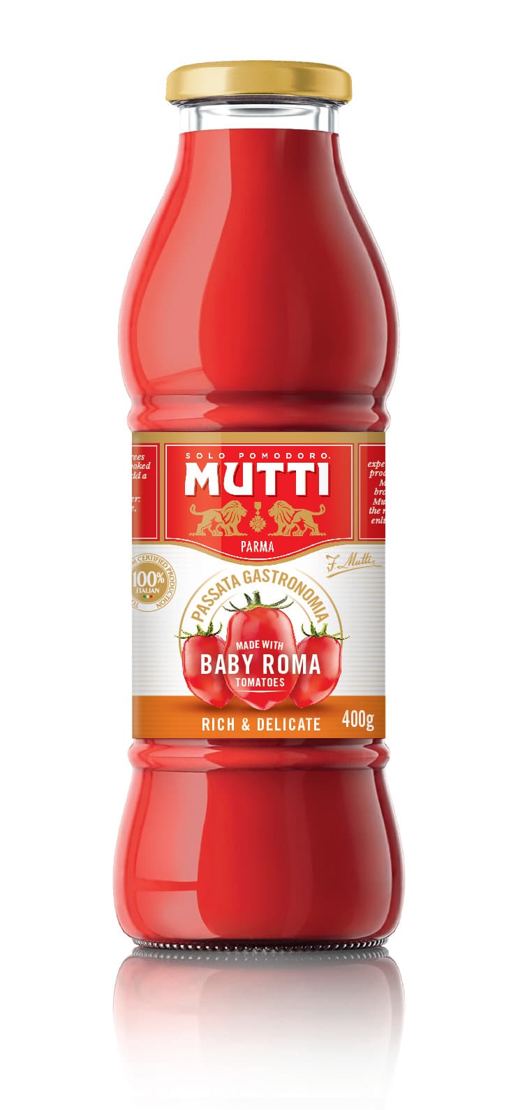 Tomato Puree-Gastronomia Baby Roma-400g bottleMutti 400g